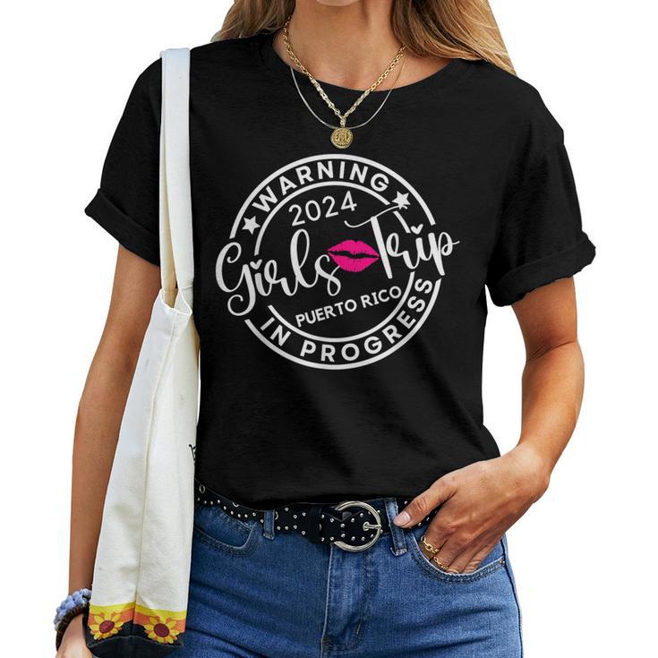 Warning Girls Trip 2024 Puerto Rico Best Friends Vacation Women T-shirt