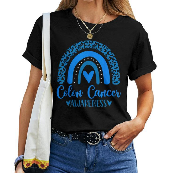 We Wear Blue Rainbow Awsewome For Colon Cancer Awareness Women T-shirt