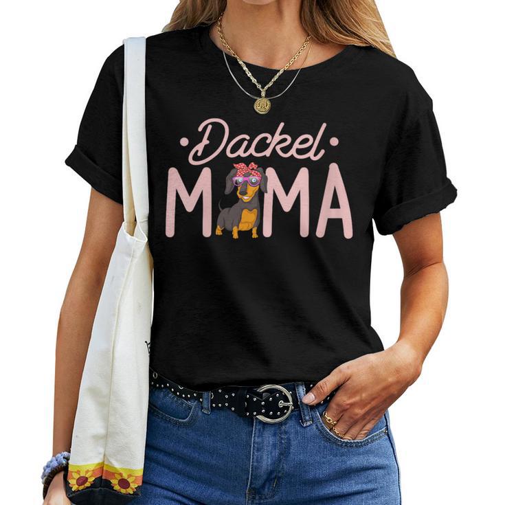 Women's Cute Dachshund Mum Motif Dog Mum For With-Neck T-shirt Frauen