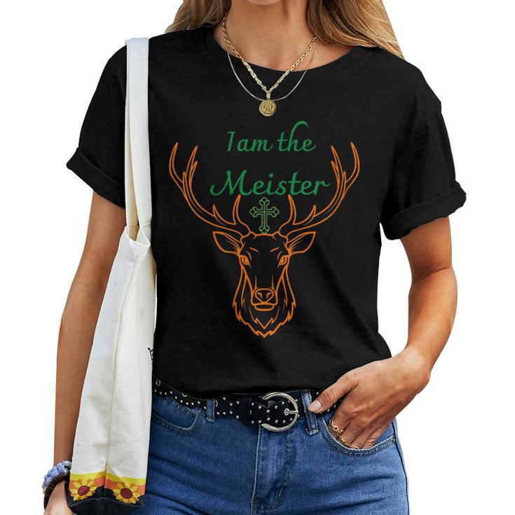 Women's With-Neck Ich Bin Der Meister Jaegermeister Papa Mama Deer T-shirt Frauen