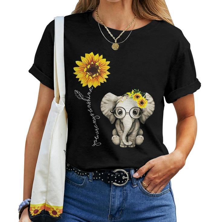 You-Are-My-Sunshine Elephant Sunflower Hippie Quote Song Women T-shirt