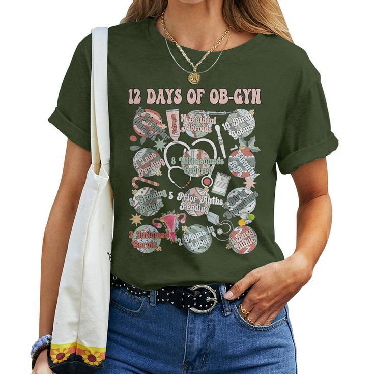 12 Days Of Ob-Gyn Christmas Labor And Delivery Nurse Outfit Women T-shirt