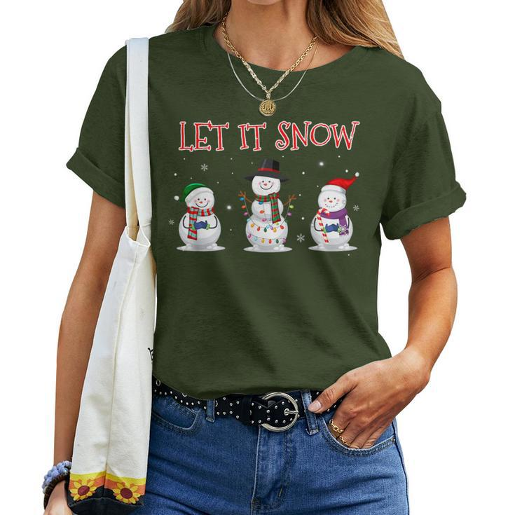 Christmas Let It Snow Snowman Winter Xmas For Women Women T-shirt