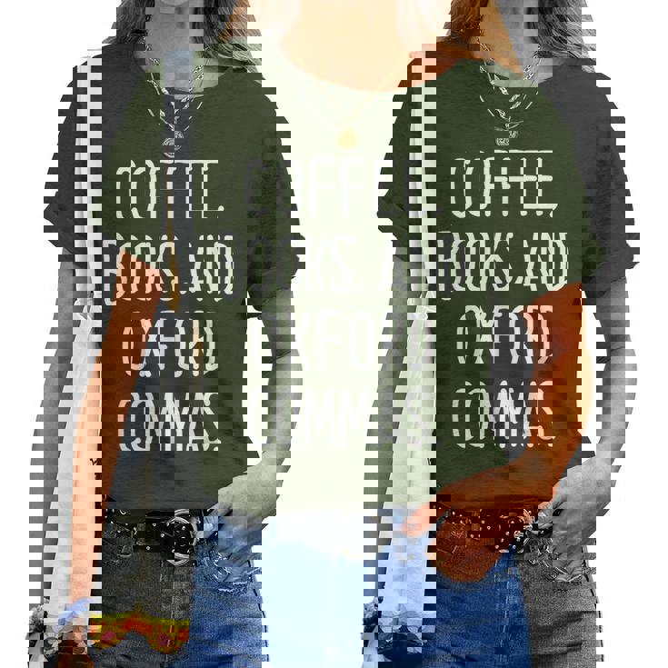 Coffee Books And Oxford Commas Color T-Shirt Coffee Books And Oxford Commas Color T-Shirt