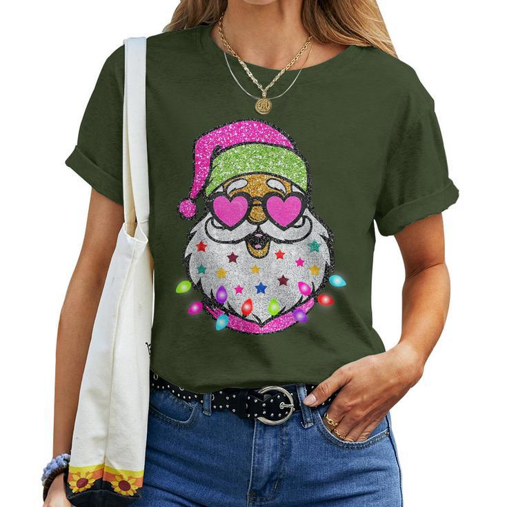 Cute Santa With Sunglasses Bling Bling Christmas Women Women T-shirt