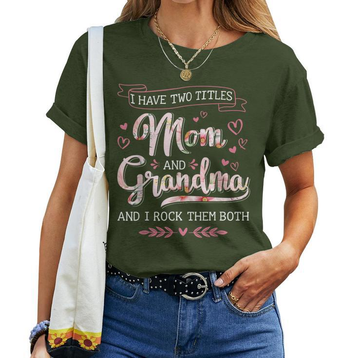 Two Titles Grandma Rock Christmas Birthday Women T-shirt