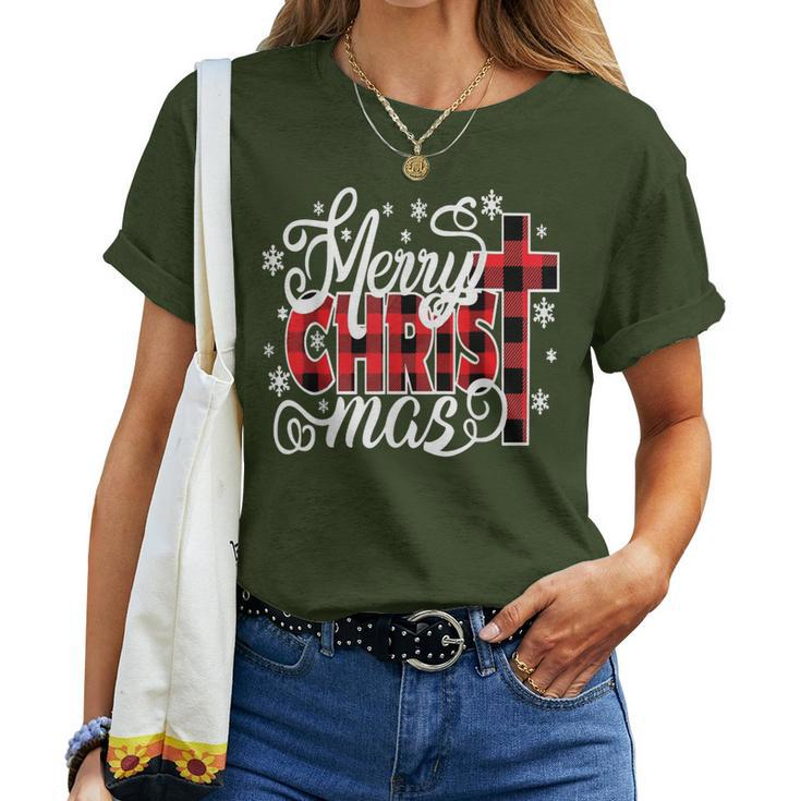 Merry Christ Mas Christian Jesus Christmas Pjs Xmas Pajamas Women T-shirt