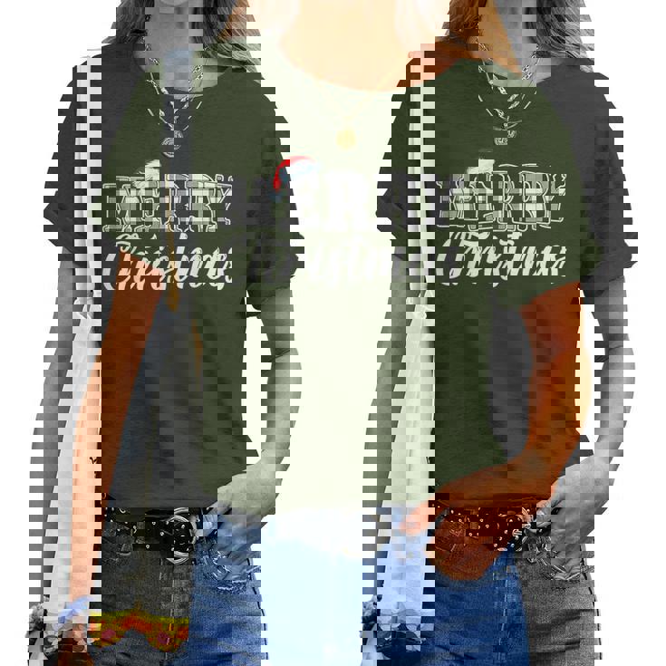 Merry Christmas Buffalo Black And White Plaid For Women Women T-shirt Merry Christmas Buffalo Black And White Plaid For Women Women T-shirt