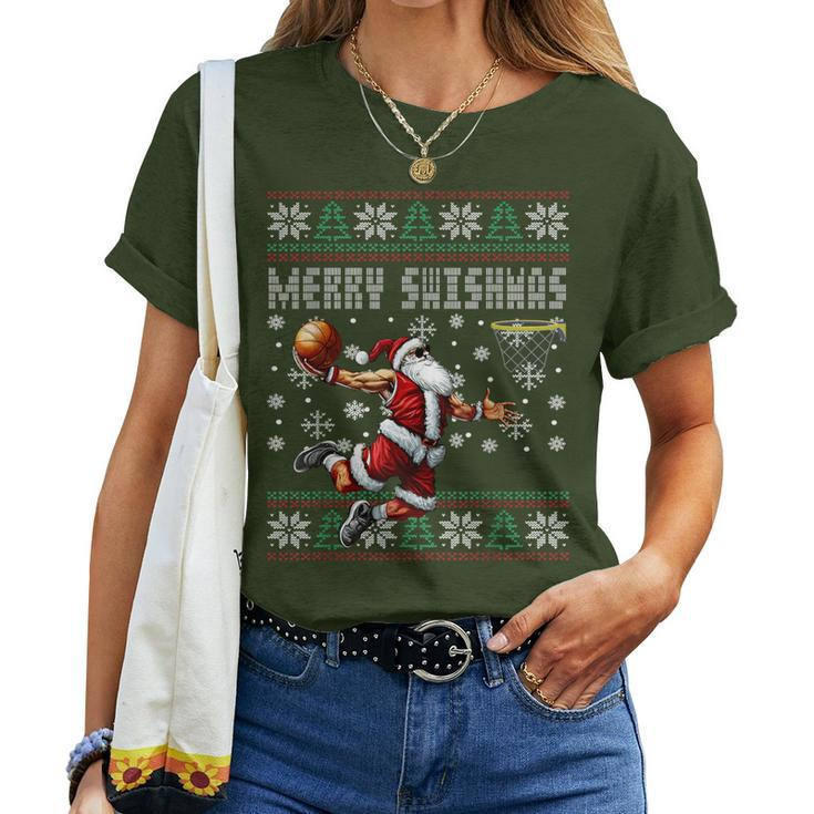 Merry Swishmas Ugly Christmas Basketball Christmas Women Women T-shirt