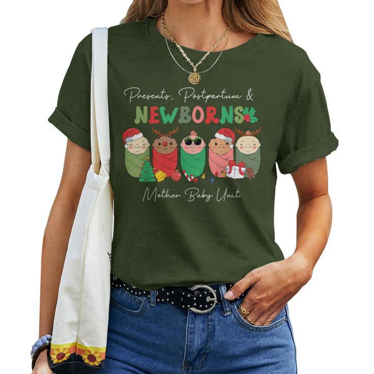 Presents Postpartum & Newborns Mother Baby Nurse Christmas Women T-shirt