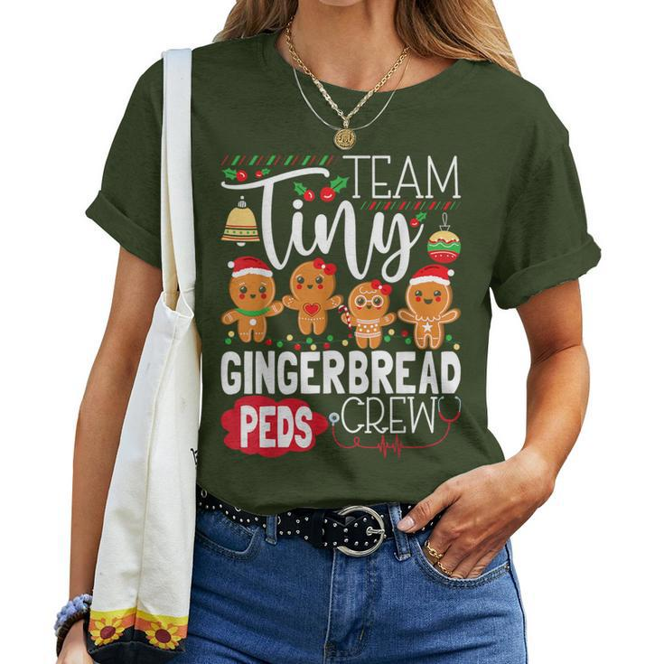 Team Tiny Gingerbread Peds Crew Christmas Pediatric Nurse Women T-shirt