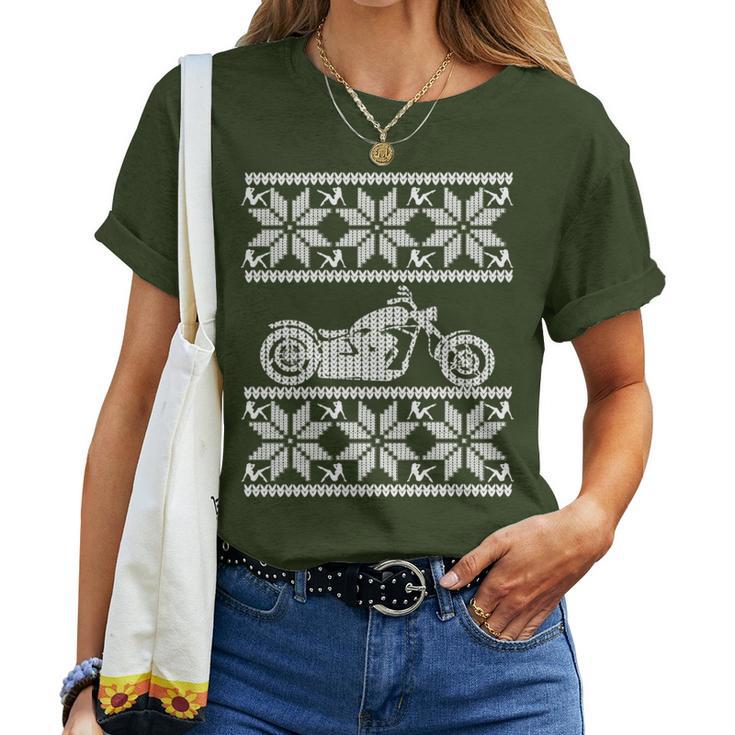 Ugly Christmas Motorcycle Novelty X-Mas Fun Women T-shirt