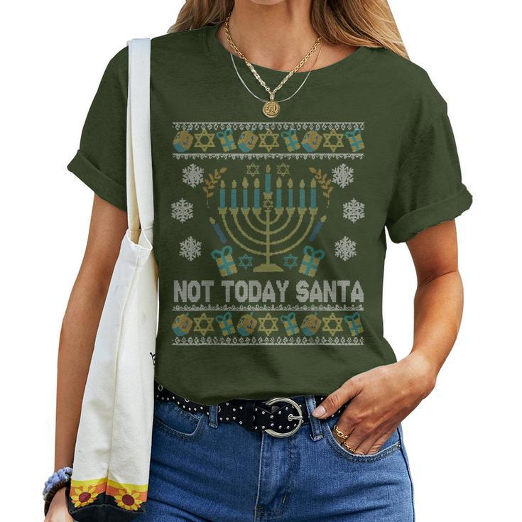 Ugly Hanukkah Sweater Not Today Santa Jewish Women Women T-shirt