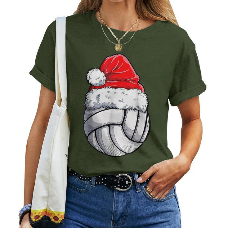 Volleyball Ball Christmas Santa Hat Xmas Sport Women Women T-shirt