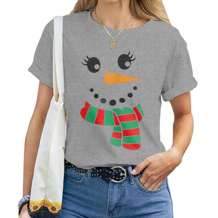 Eyelashes Christmas Outfit Snowman Face Costume Girls Womens Women T-shirt