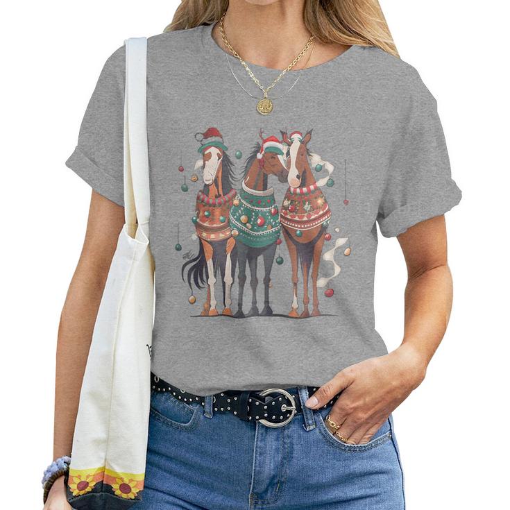 Horse Christmas Xmas Horseback Riding Farm For Girls Women T-shirt