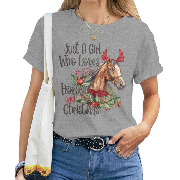 Just A Girl Who Loves Horses And Christmas Pretty Horses Women T-shirt