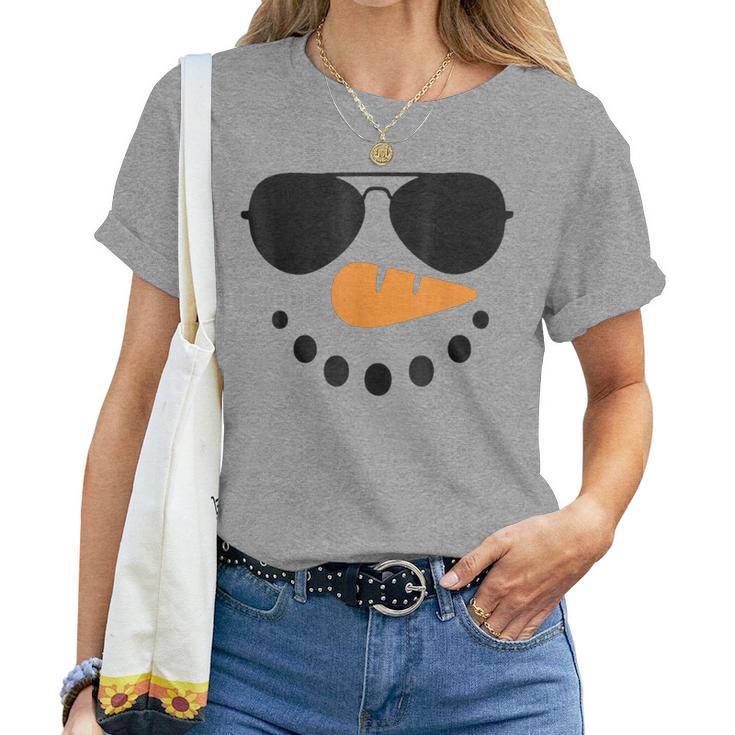Snowman Face Family Christmas Matching Costume Kid Women T-shirt