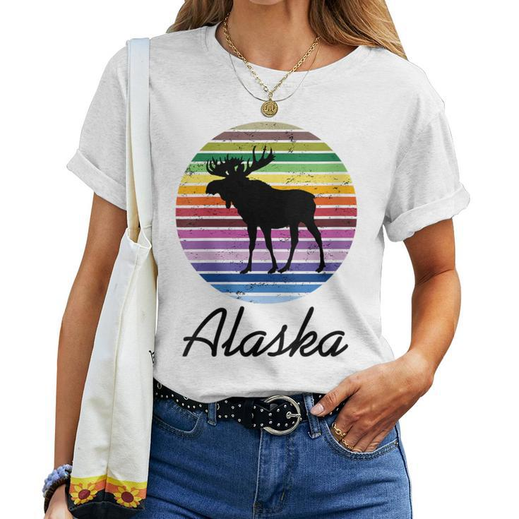 Alaska With Silhouette Of Alaskan Moose Women T-shirt