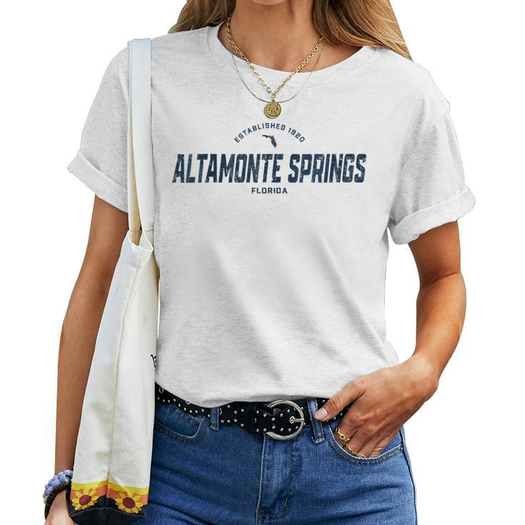 Altamonte Springs Florida Fl Vintage Athletic Navy Sports Lo Women T-shirt