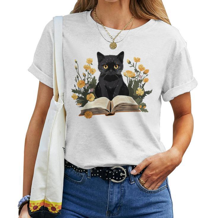 Cat For Book Lover Cute Cat And Book Women T-shirt