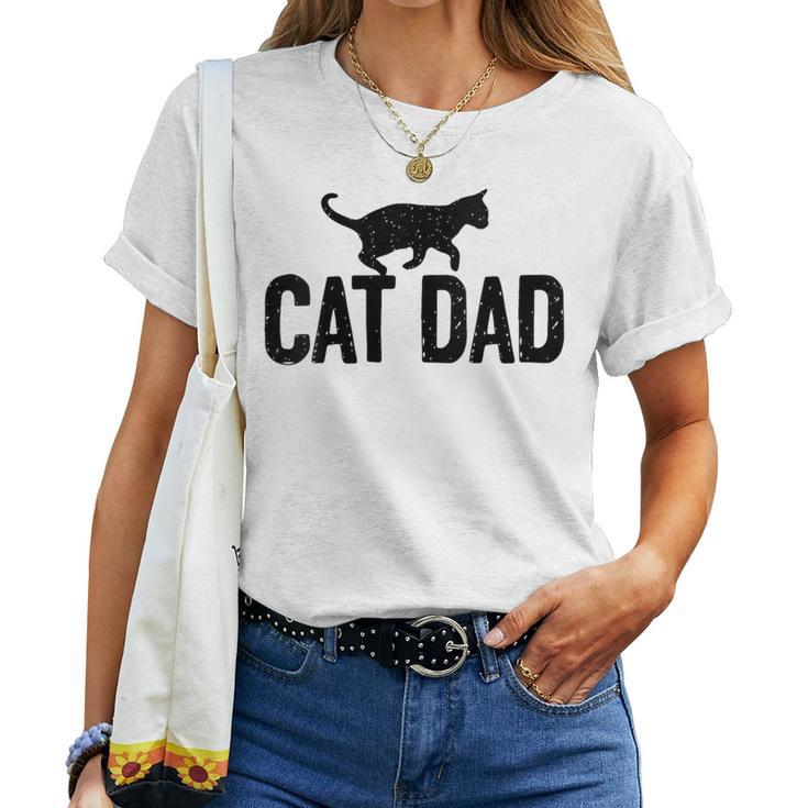 Cat Dad Cat Cute Vintage Cat Fathers Day Women T-shirt