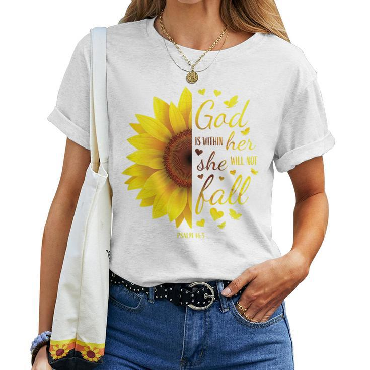 Christian Verse God Is Within Her She Will Not Fall Women T-shirt