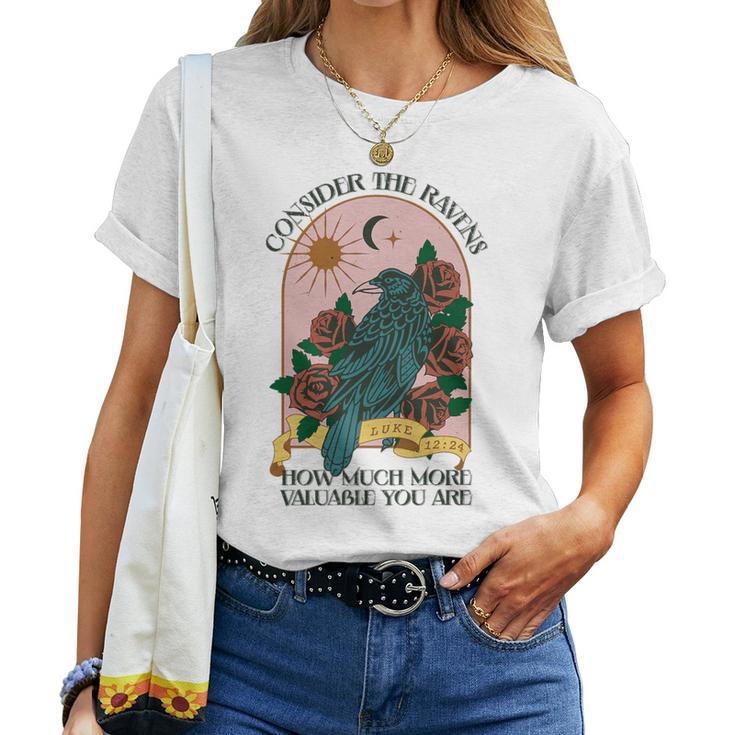 Consider Ravens Christian Bible Verse Faith Retro Religion Women T-shirt