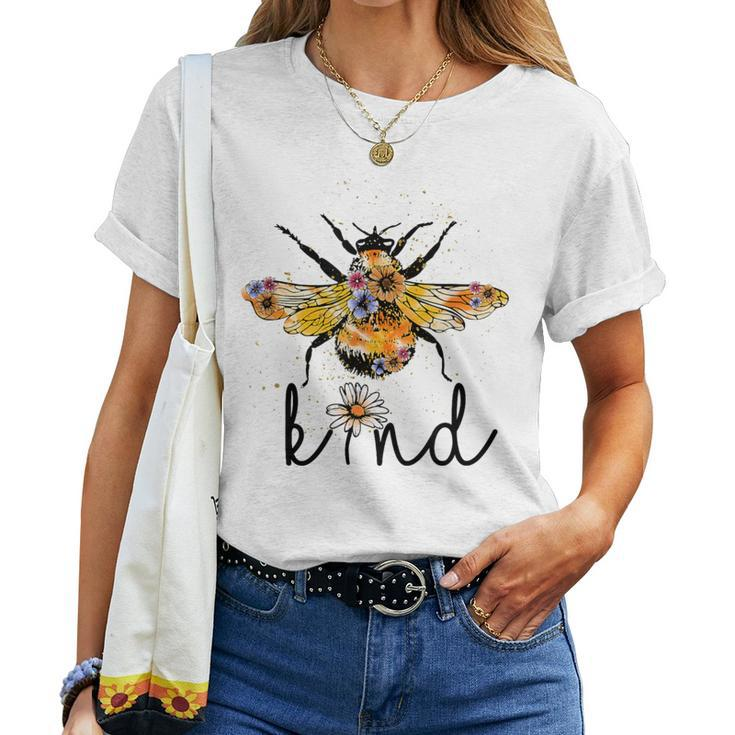 Cool Bee Kind Flower Bumble Bee Girls Women T-shirt