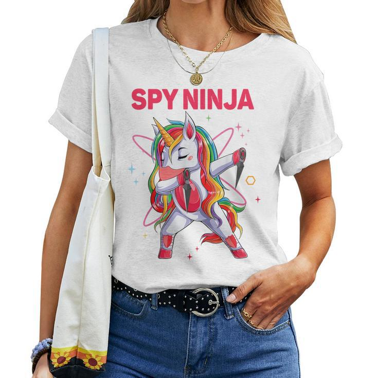 Cool Gaming Spy Unicorn Ninja Gamer Boy Girl Kid Gaming Pink Women T-shirt