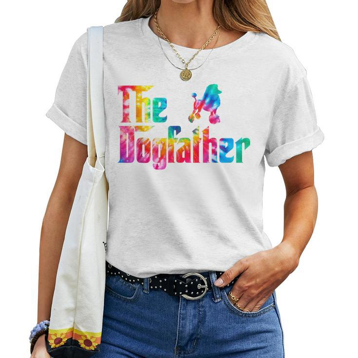 Cute Poodle Dogfather Tie Dye Father's Day Women Women T-shirt