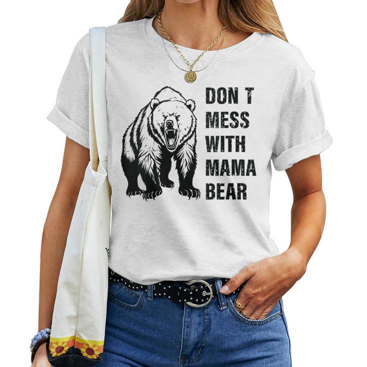 Damen Retro Don't Mess With Mama Bear Lustiger Muttertag Mit-Ausschnitt T-shirt Frauen