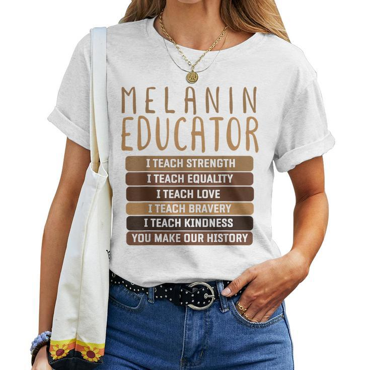 Dope Melanin Teacher Black Teacher Bhm Dope Black Educators Women T-shirt