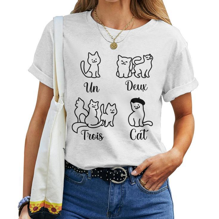French Teacher Un Deux Trois Cat Family Cat Women Women T-shirt