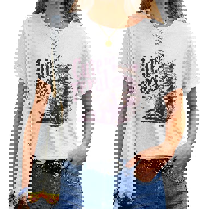 Raccoon Meme Cute But Feral Trash Panda Retro Women T-shirt