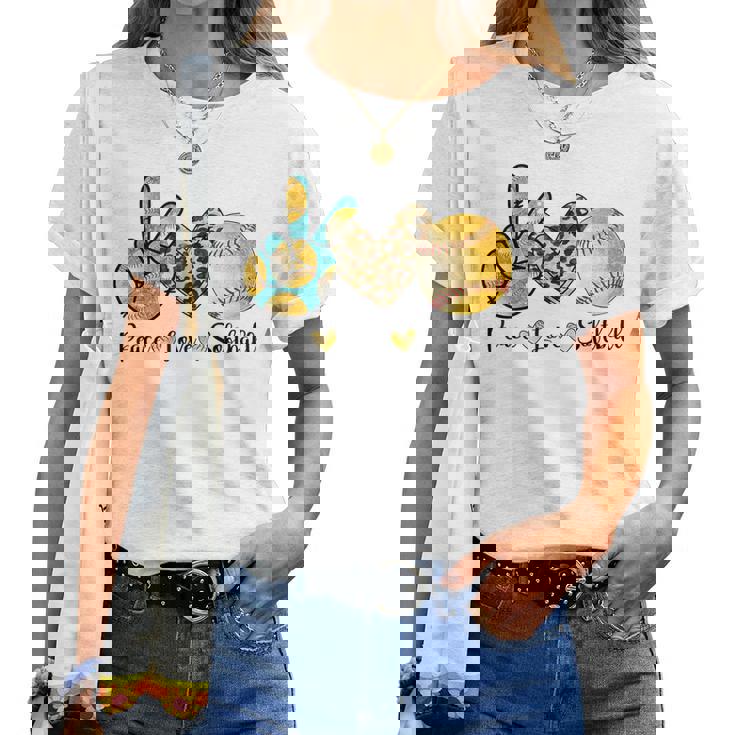 Girls Peace Love Softball Catcher Pitcher Cute Youth Women Women T