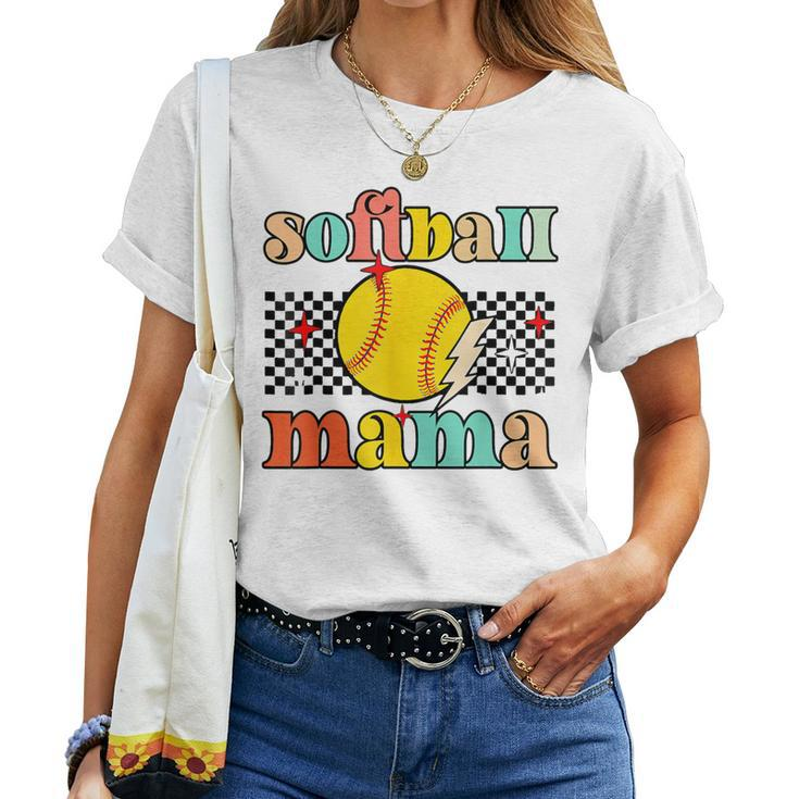 Groovy Retro Softball Mom Mama Sport Lover  Women T-shirt