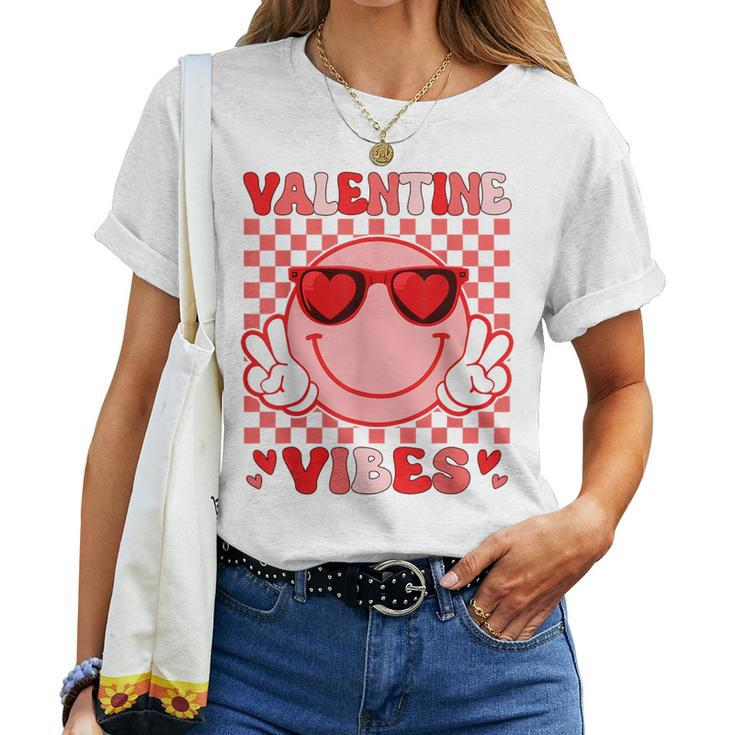 Groovy Valentine Vibes Valentines Day For Girl Womens Women T-shirt