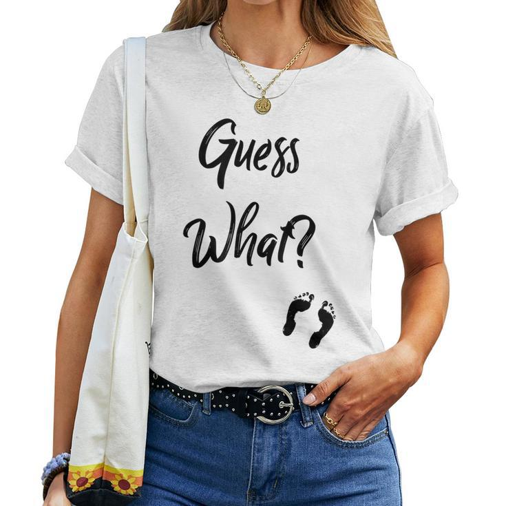 Guess What New Baby Mom Dad Couple Announcement T Women T-shirt
