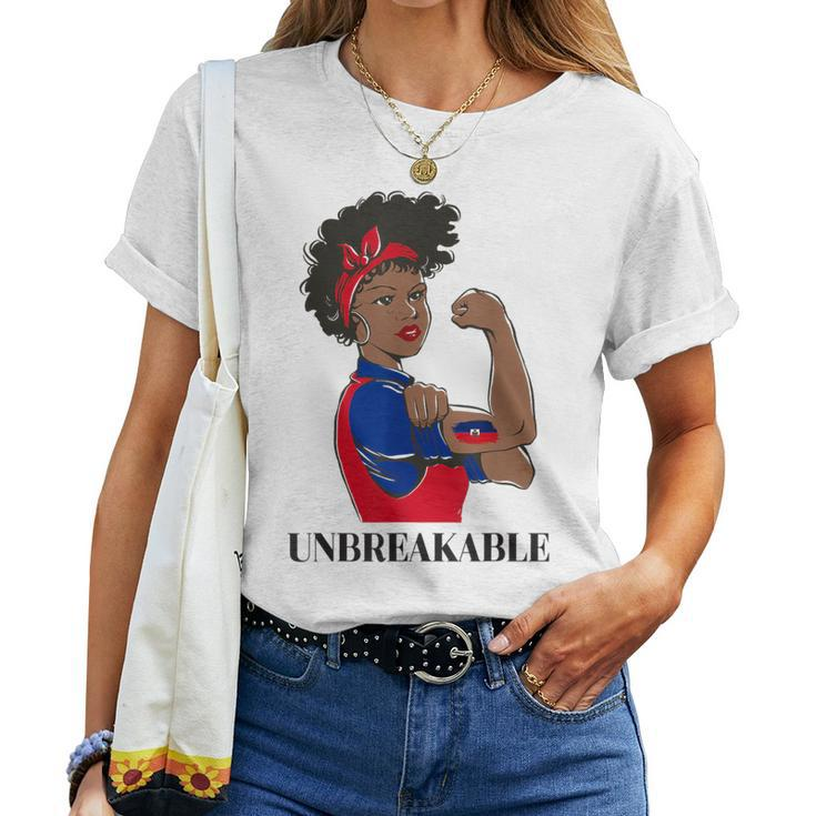 Haiti Haitian Flag Day Proud Ayiti Woman Unbreakable Women T-shirt