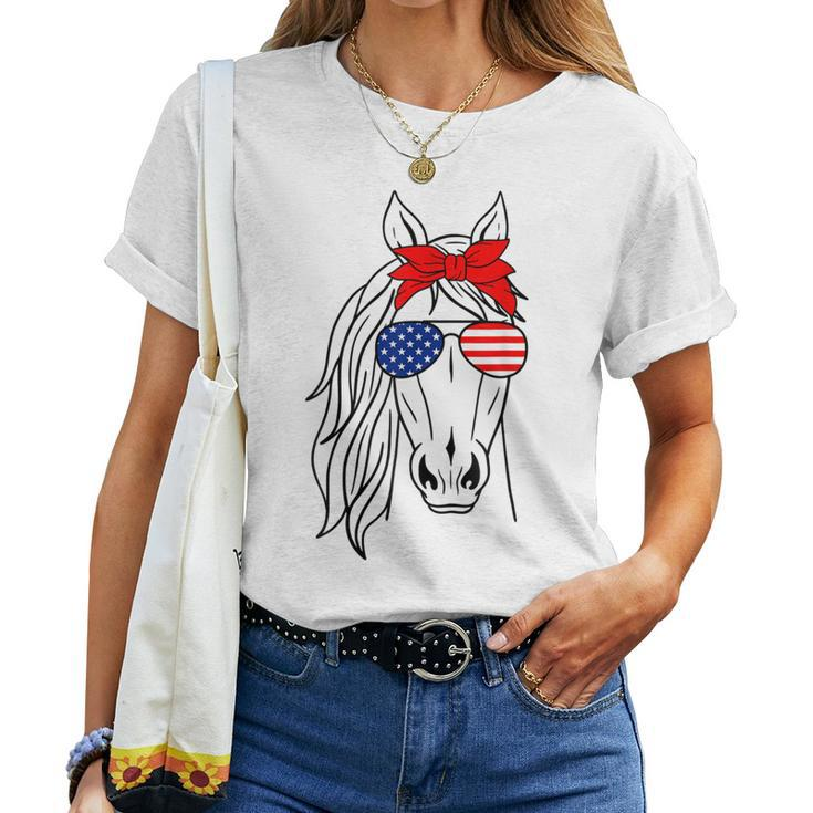 Horse 4Th Of July Bandana For Horseback Riding Horse Lover Women T-shirt