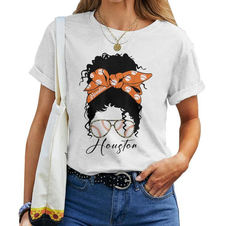 Houston Messy Bun Souvenir I Love Houston Women Women T-shirt