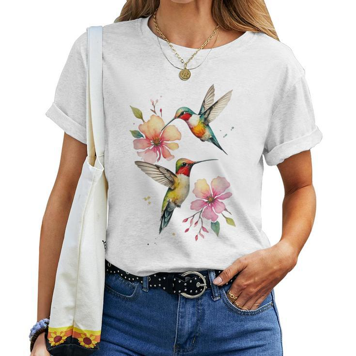 Hummingbird And Flower Women T-shirt