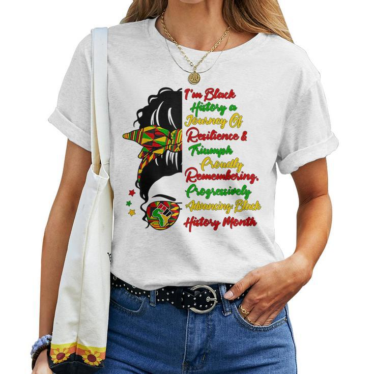 I'm Black History Messy Bun Black Queen Afro Girl Bhm Pride Women T-shirt