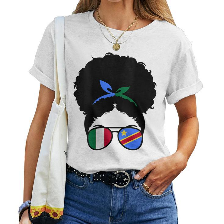 Italy And Dr Congo Mix Afro Hair Half Italian Half Congolese Women T-shirt