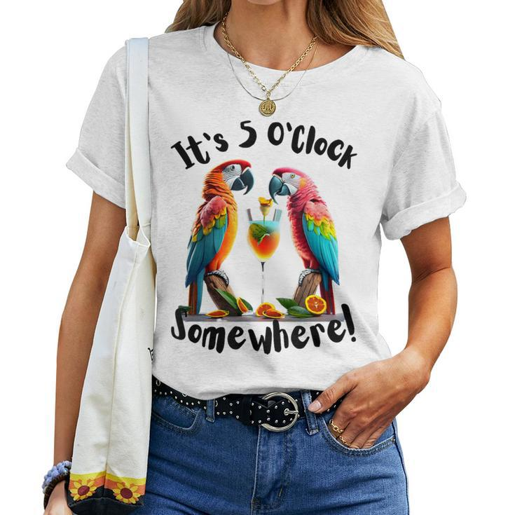 It's 5 O’Clock Somewhere Parrots Drinking Men Women T-shirt