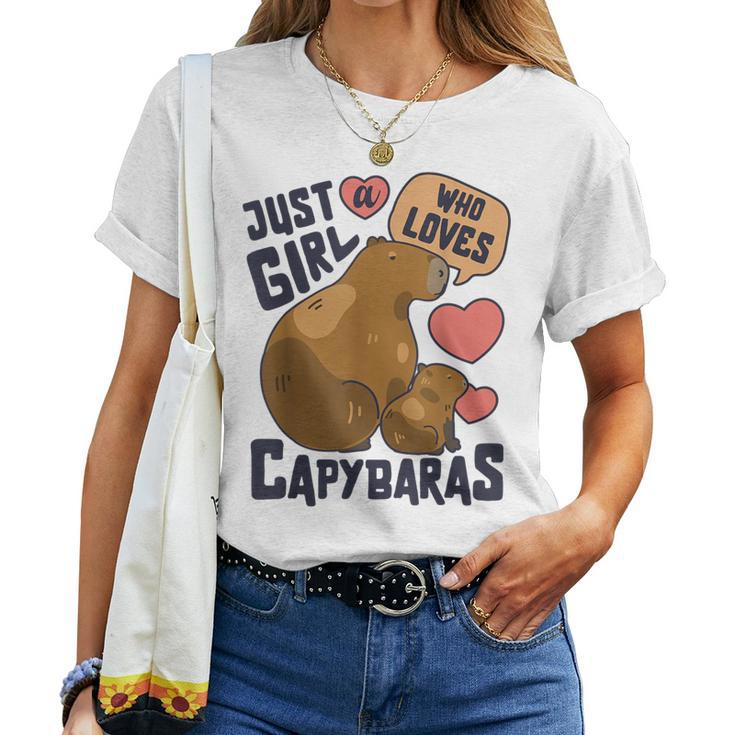 Just A Girl Who Loves Capybaras Capybara Lover Rodent Animal Women T-shirt