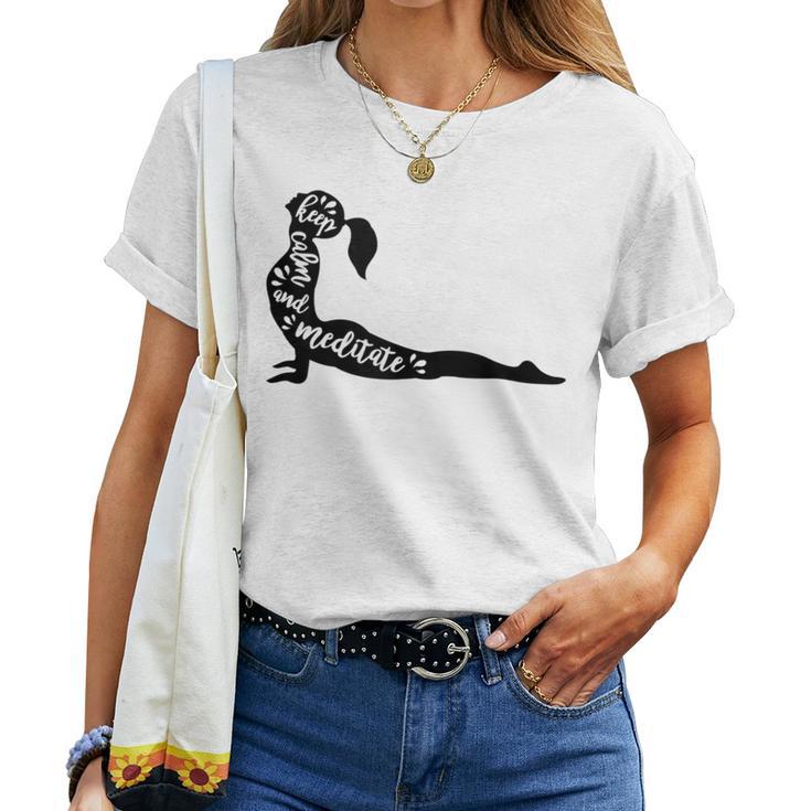 Keep Calm And Meditate Yoga Woman Silhoutte Women T-shirt