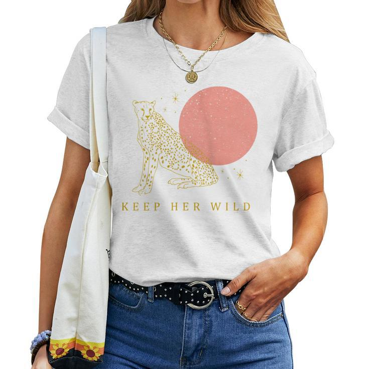 Keep Her Wild Cheetah Modern Boho Graphic Women T-shirt