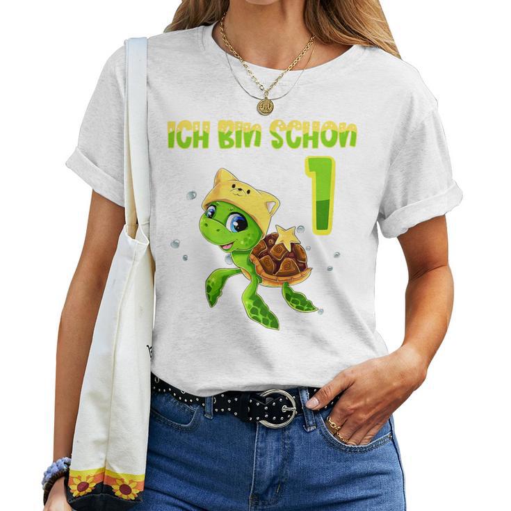 Kinder Ich Bin Schon 1 Jahre Boy Girl Birthday Turtle T-shirt Frauen